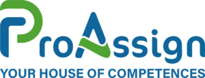 ProAssign logo with green and blue text and the tagline "Your House of Competences.