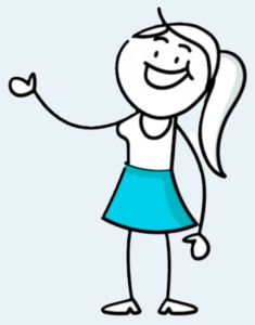 Carina Tranum, Project Assistant at ProAssign ApS, animation, doodle with blue skirt