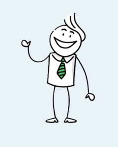 Freddy Munk Larsen, Managing Director at ProAssign ApS, Animation, doodle with green tie