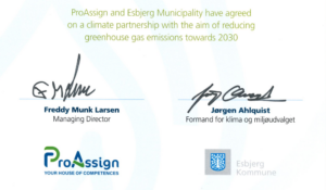 Signeret Klimapartnerkontrakt mellem ProAssign ApS og Esbjerg Kommune 2024